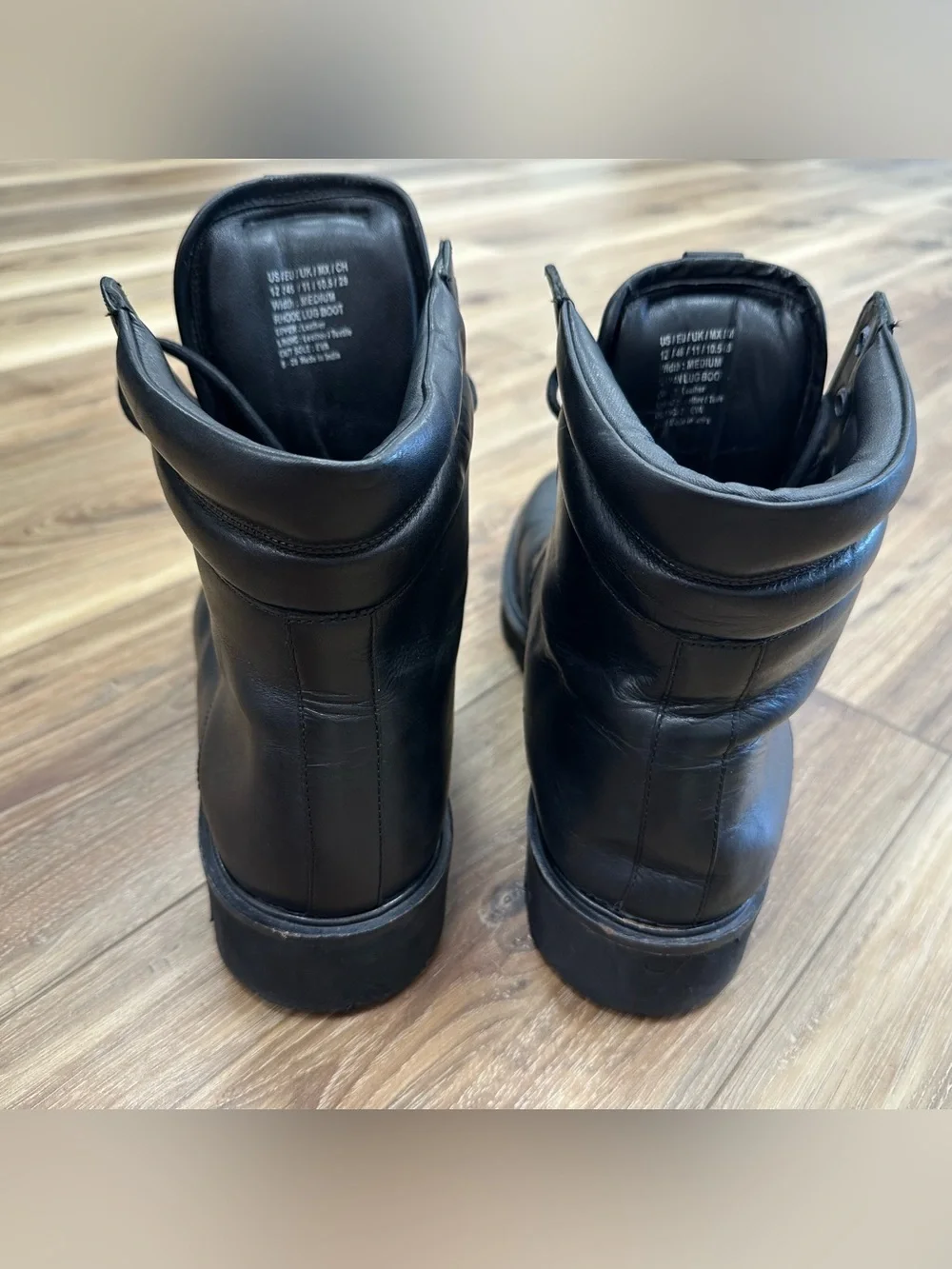 Kenneth Cole Rhode Lug Sole Leather Boots Black, Size 12